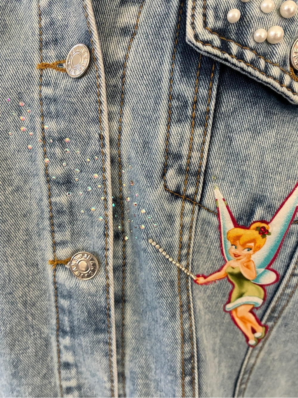 Disney Upcycled Peter Pan and Tinkerbell Neverland Denim Vest - Size XL - Picture 11 of 16